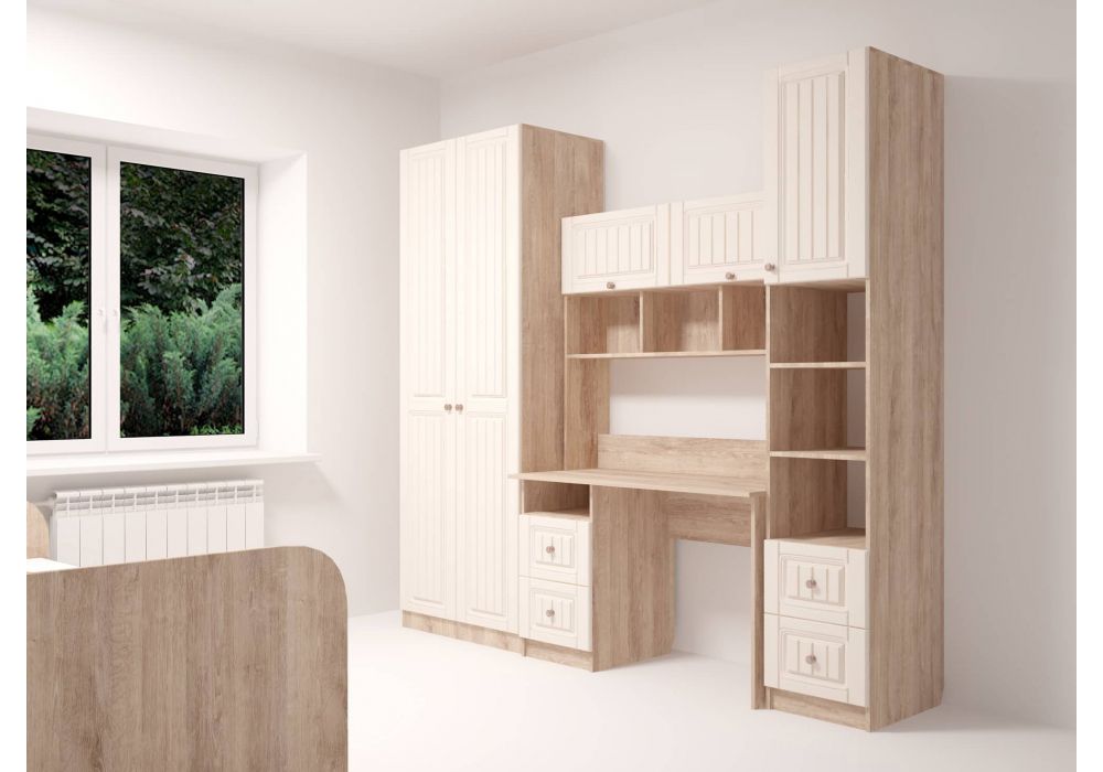 Шкаф Майя М-02 дуб баррик светлый / крем брюле