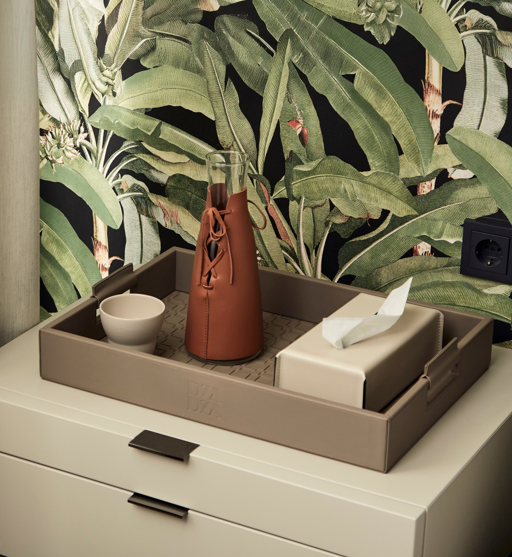 Поднос из плетеной кожи прямоугольный Коричневый