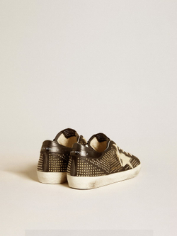 Men’s Super-Star in studded black nappa with white leather star