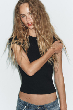 ZARA ТОП С ОТКРЫТОЙ СПИНОЙ И ЗАВЯЗКАМИ, ЧЕРНЫЙ