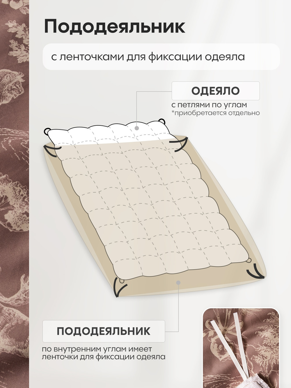 Комплект постельного белья на резинке Сатин Премиум «Королевство зверей»
