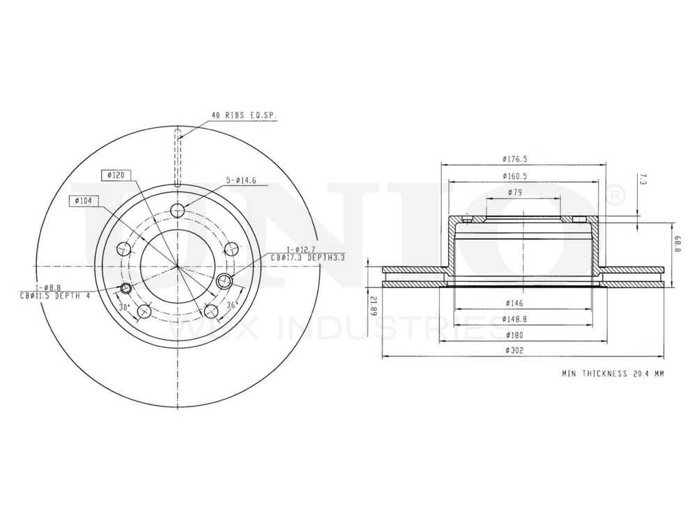 Диск тормозной передний UNIO BRD-20398