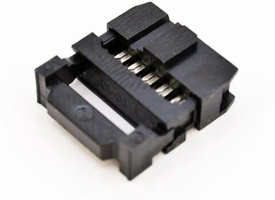 5 шт. / IDC-10F (DS1016-10), Розетка 2.54мм на шлейф 10 pin с фиксатором кабеля / Разъём FC-10P двухрядный гнездовой 2*7pin гнездо на шлейф шаг 2,54мм #38