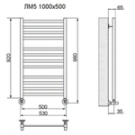 Полотенцесушитель Ника MODERN ЛМ-5 100/50 RAL9016 белый матовый с вентилями (комплект люкс)(-)
