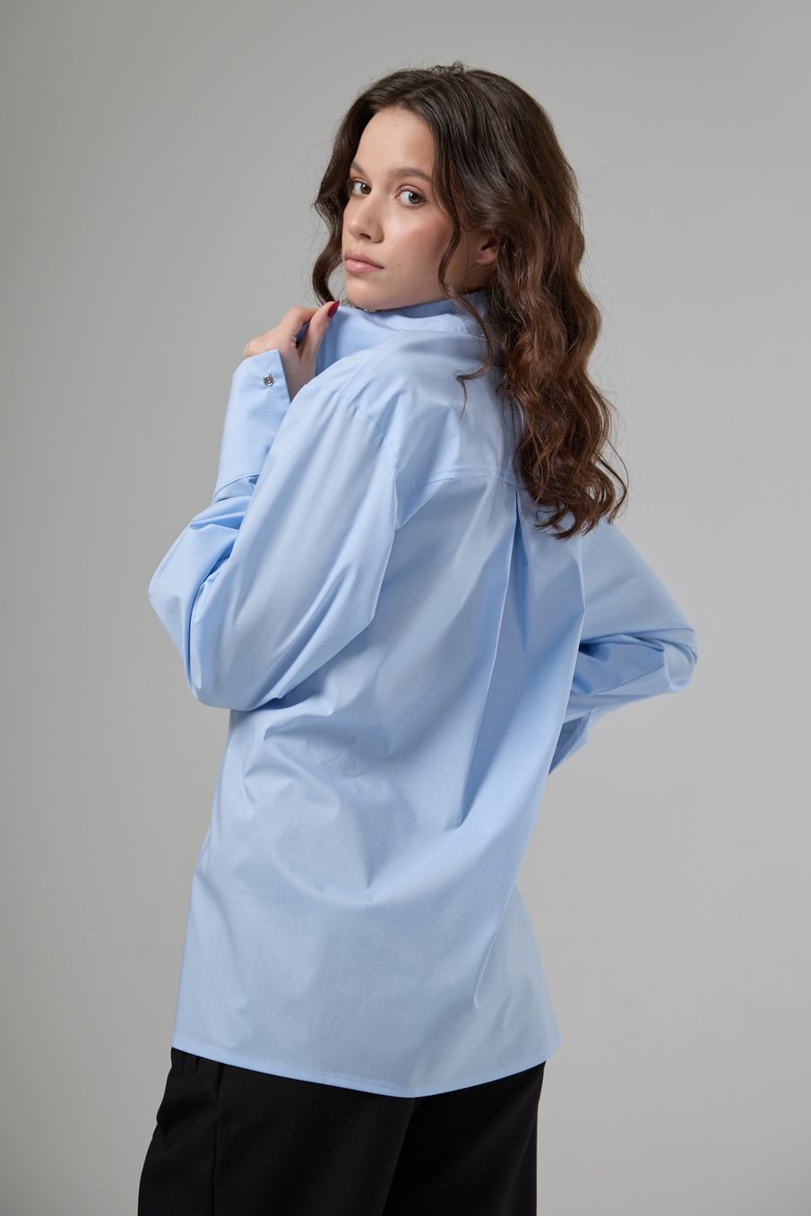 Рубашка оверсайз трансформер голубая