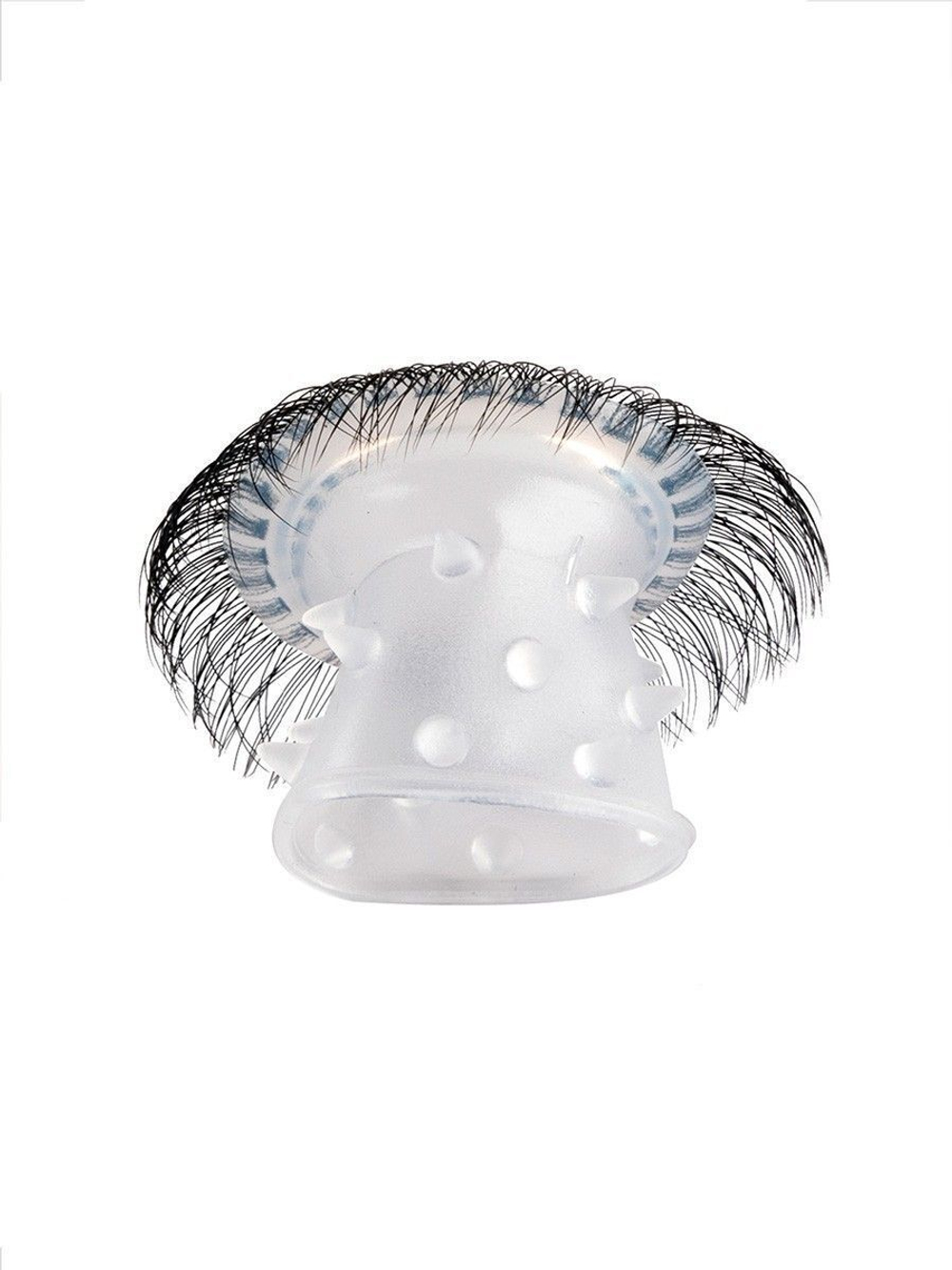 Эластичное эрекционное кольцо с длинными черными «ресничками» (Цвет: белый с черным)