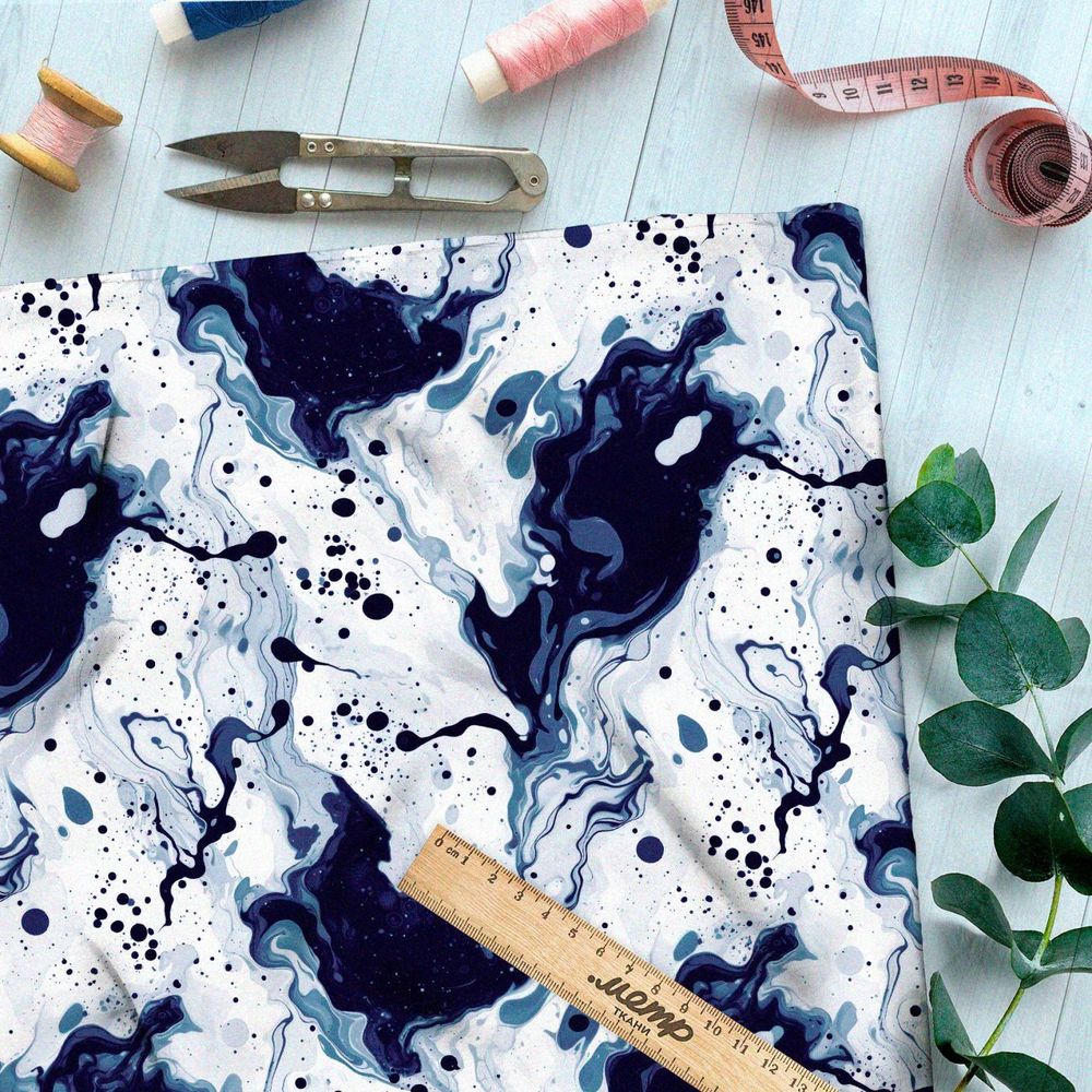 Ткань премиум шелк искусственный Армани завораживающие пятна