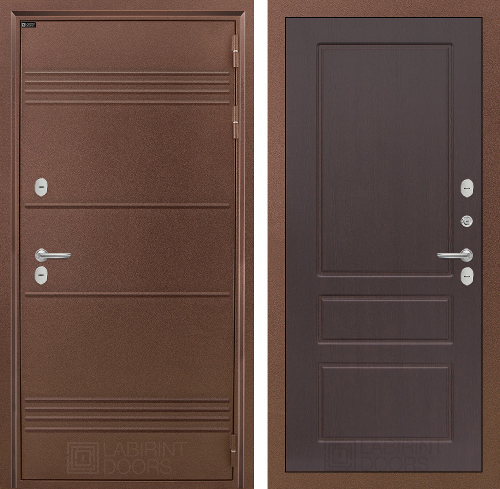 Дверь с терморазрывом входная Лабиринт Термо Лайт 03 Орех премиум