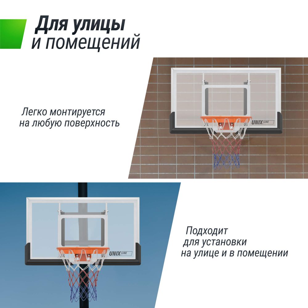 Баскетбольный щит UNIX Line B-Backboard-PC 50"x32" (140 х 80 см) R45
