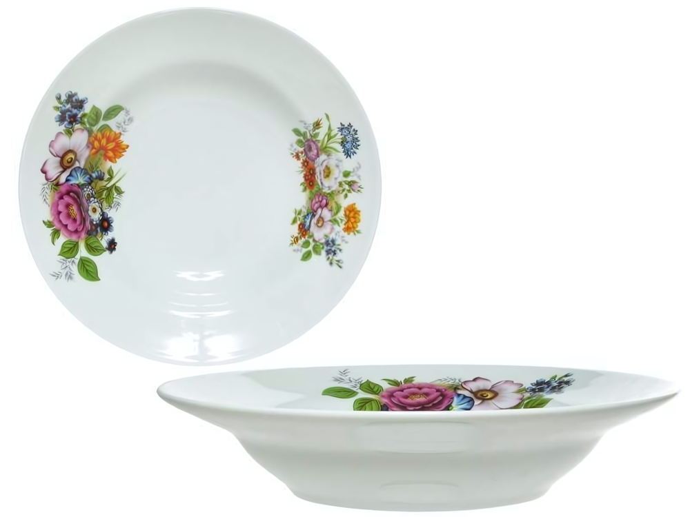 Тарелка 200мм глубокая форма Идиллия Букет цветов