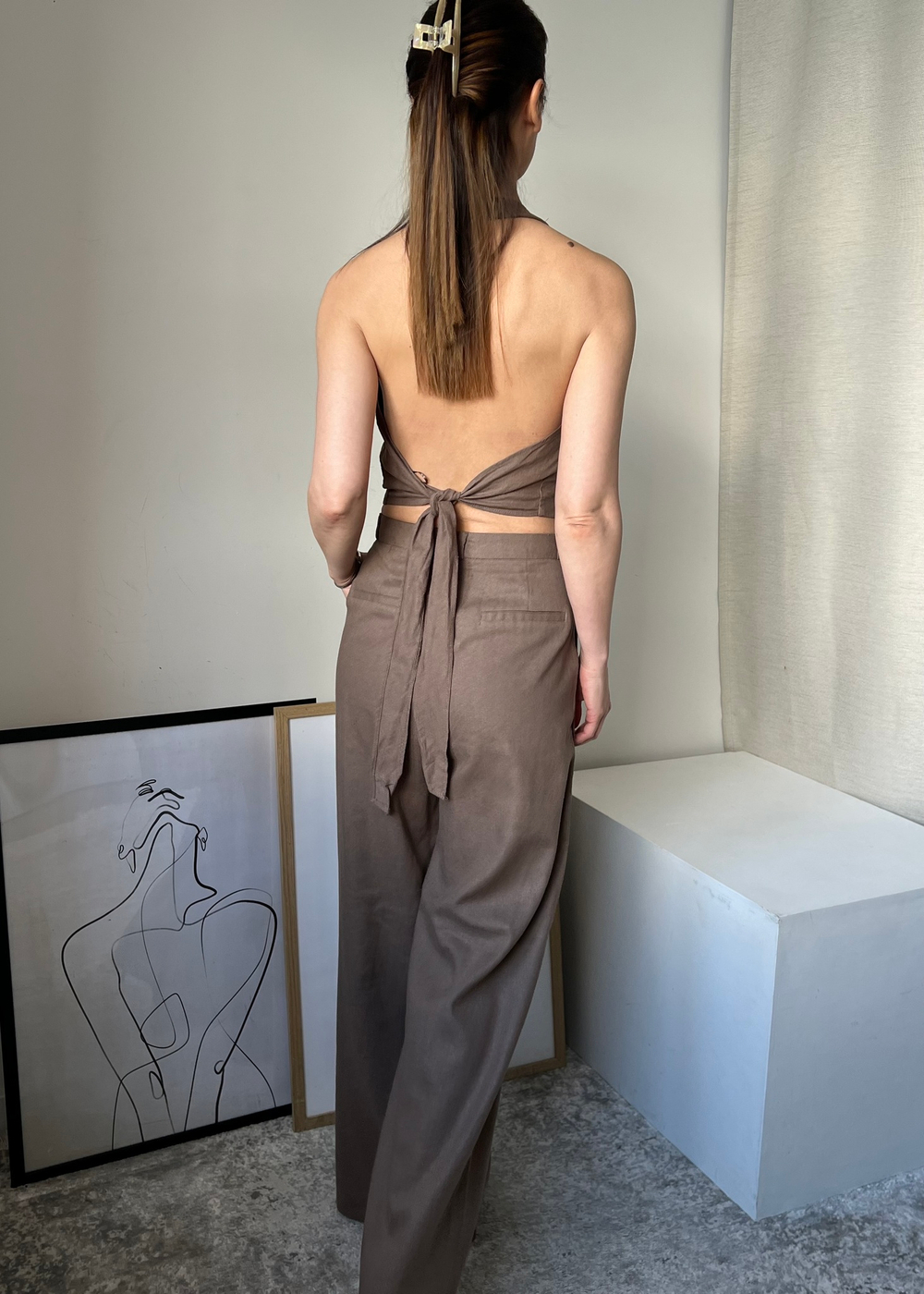 Льняные брюки Zara, S