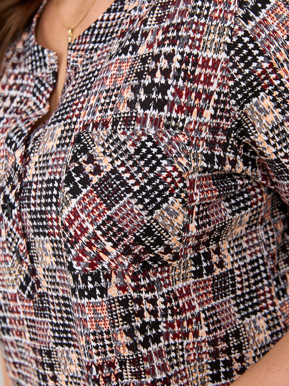 Блузка БЛ-131/пьедепуль-черныйтерракот