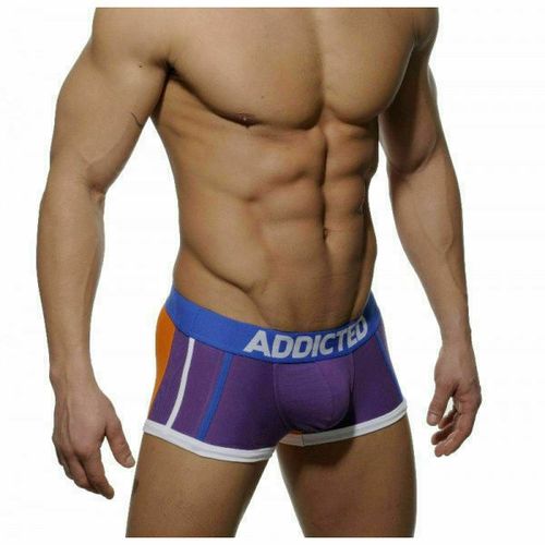 Мужские трусы боксеры фиолетовые c оранжевым Seobean Addicted Boxer