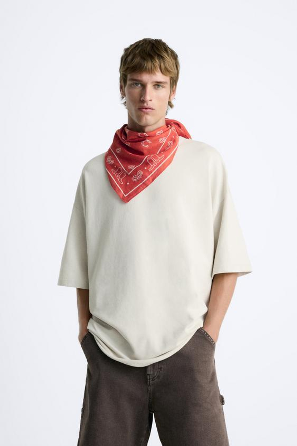 ZARA ТОЛСТОВКА В СТИЛЕ OVERSIZE С ПОТЕРТЫМ ЭФФЕКТОМ, ЭКРЮ