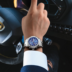 FEIKE Quartz Movement Steel Strap Watch Men"s Watches Blue Dial