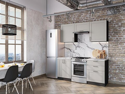 Прямая модульная кухня Лофт-05 Grey Silk - Graphite 2140*1800*600