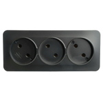 Розетка 3-местная б/з открытой установки, STEKKER, 250В, 10А, IP20, серия София, черный матовый, MST10-13-05 49500