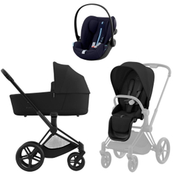 Коляска Cybex Priam IV Matt Black complete и автокресло Cloud G i-Size Ocean Blue Plus 3 в 1 Sepia Black
