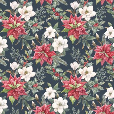 Рождественский цветочный паттерн (темный фон)