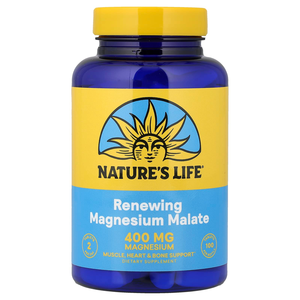 Nature's Life, восстанавливающий малат магния, 100 таблеток (200 мг в таблетке)