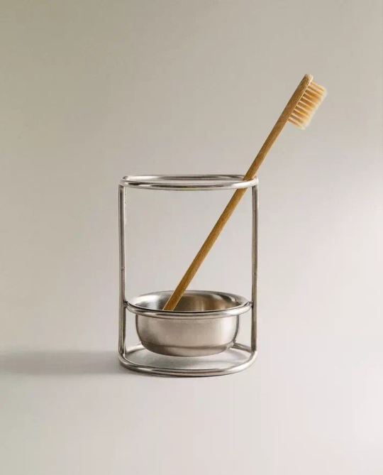 ZARA HOME МЕТАЛЛИЧЕСКИЙ ДЕРЖАТЕЛЬ ДЛЯ ЗУБНЫХ ЩЕТОК, СЕРЕБРЯНЫЙ