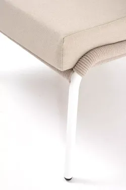 "Милан" кресло плетеное из роупа, каркас алюминий белый муар, роуп бежевый круглый, ткань бежевая 035