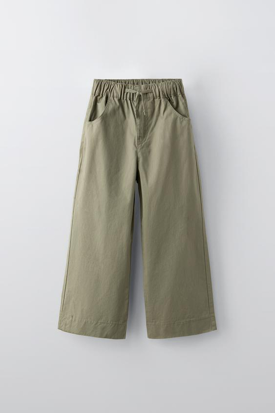 ZARA БРЮКИ WIDE LEG, ХАКИ
