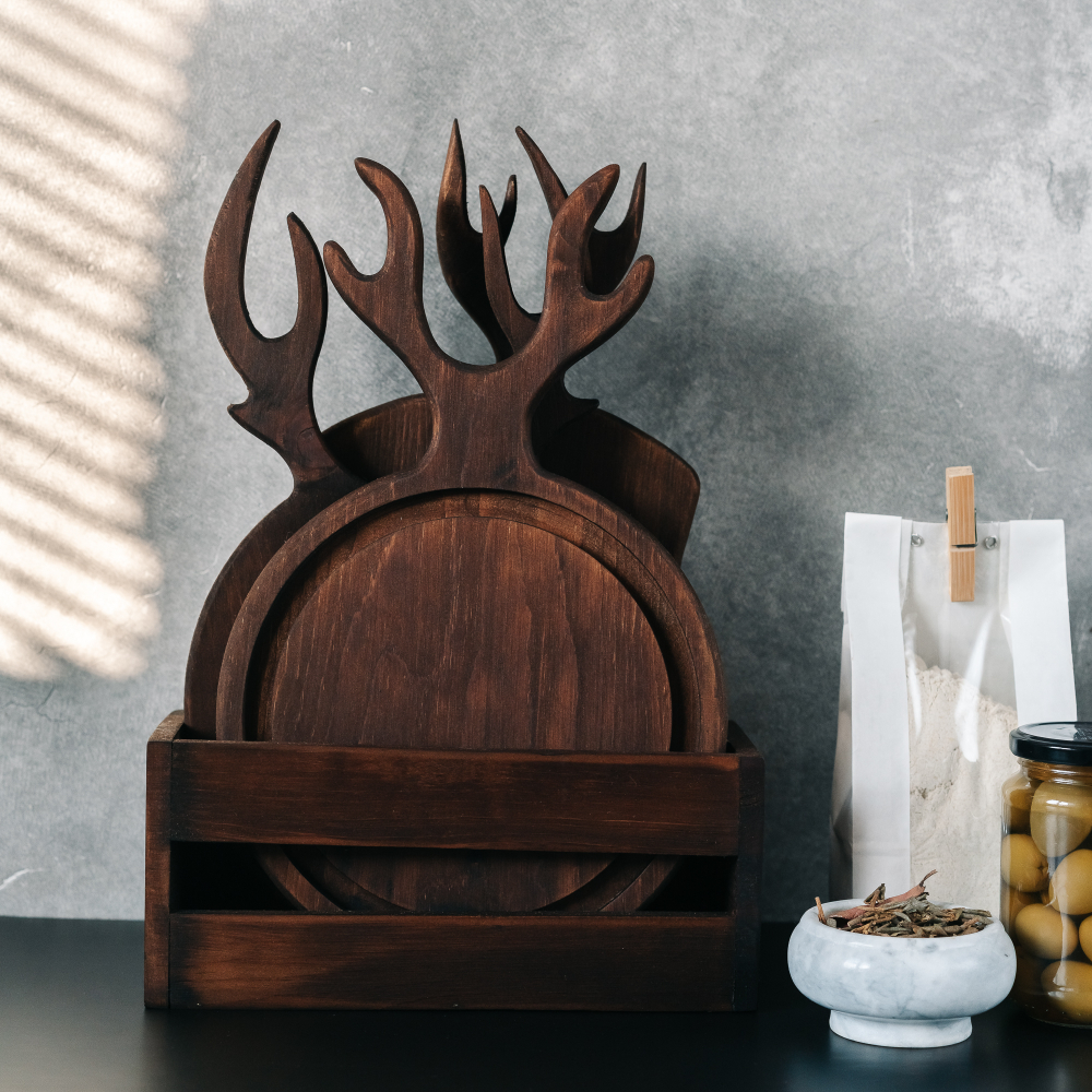 Разделочные доски из сибирского кедра 3 шт. в ящике. RDN29