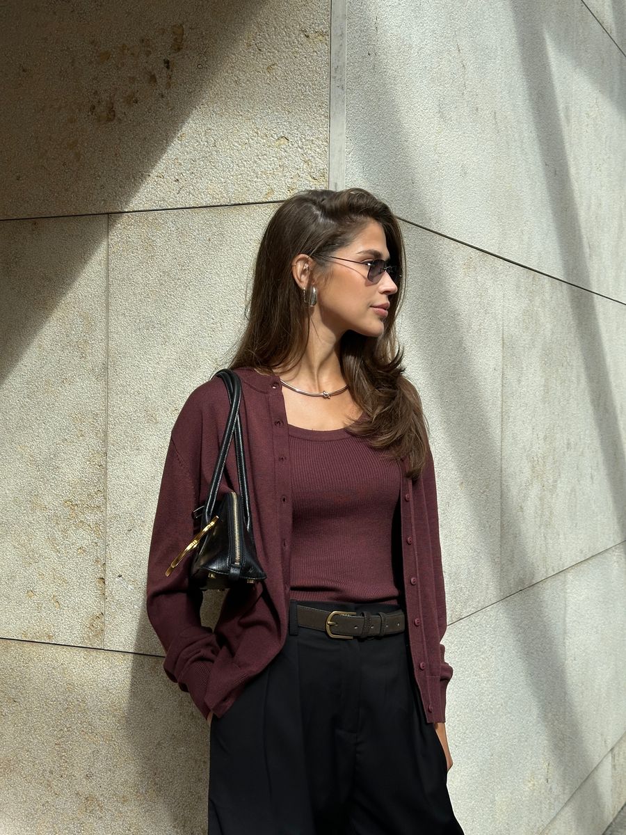 Кардиган из вискозы с шерстью бордовый