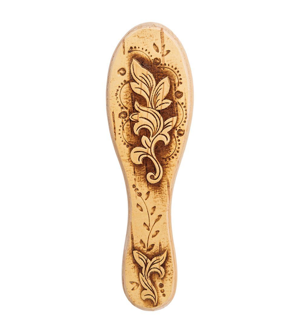 Народные промыслы BST-328/6 Массажная расческа деревянная «Вьюнок» (береста)