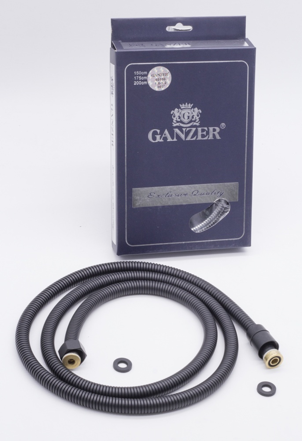 60100-C  Шланг для биде 100см. (ЧЕРНЫЙ) GANZER (50/1шт)