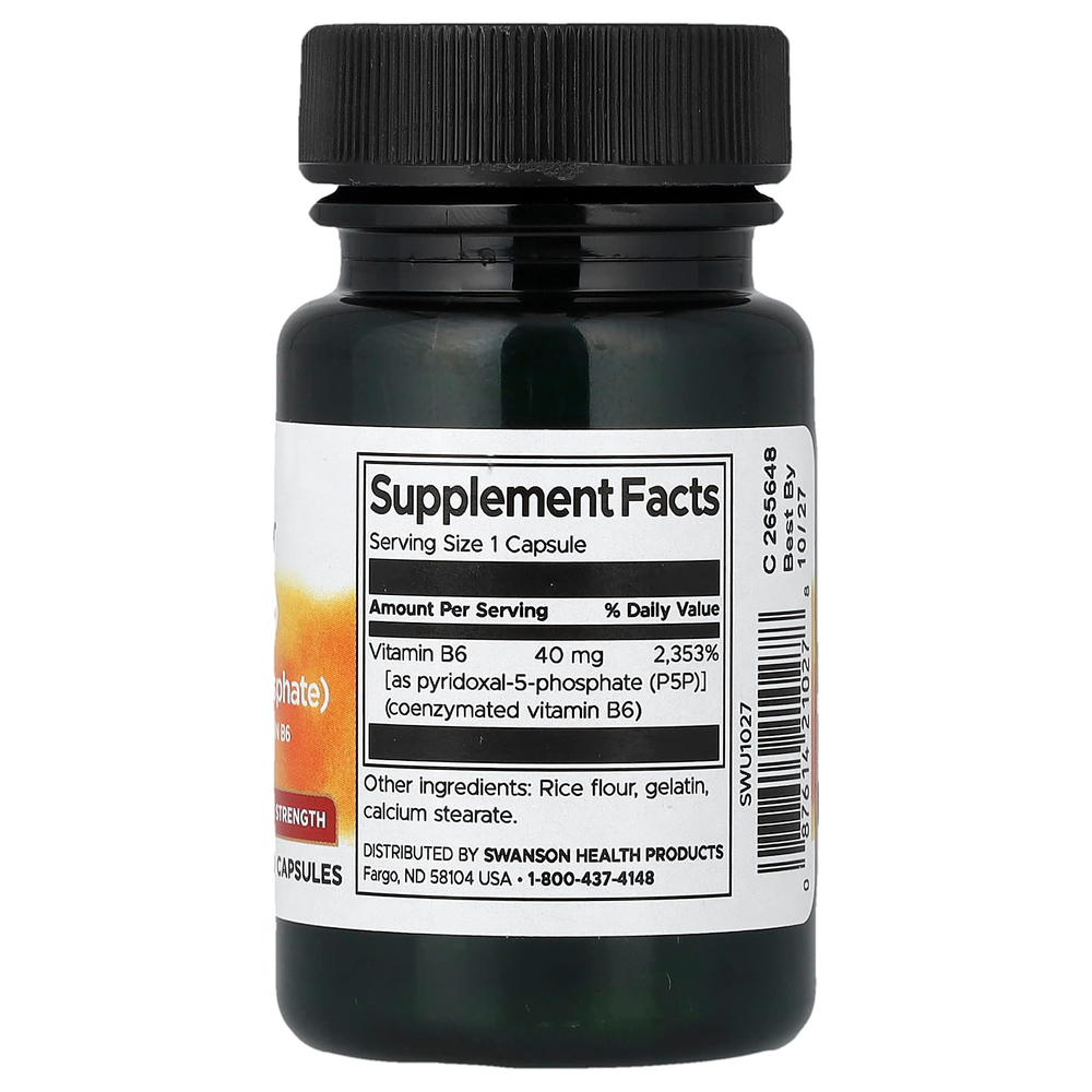 Swanson Vitamins, P-5-P, пиридоксаль-5-фосфат, 40 мг, 60 капсул