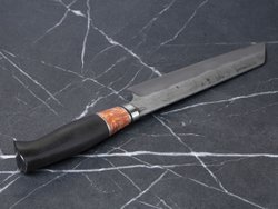 Кухонный нож "Накири" со следами ковки, сталь Х12МФ, рукоять граб/берёза