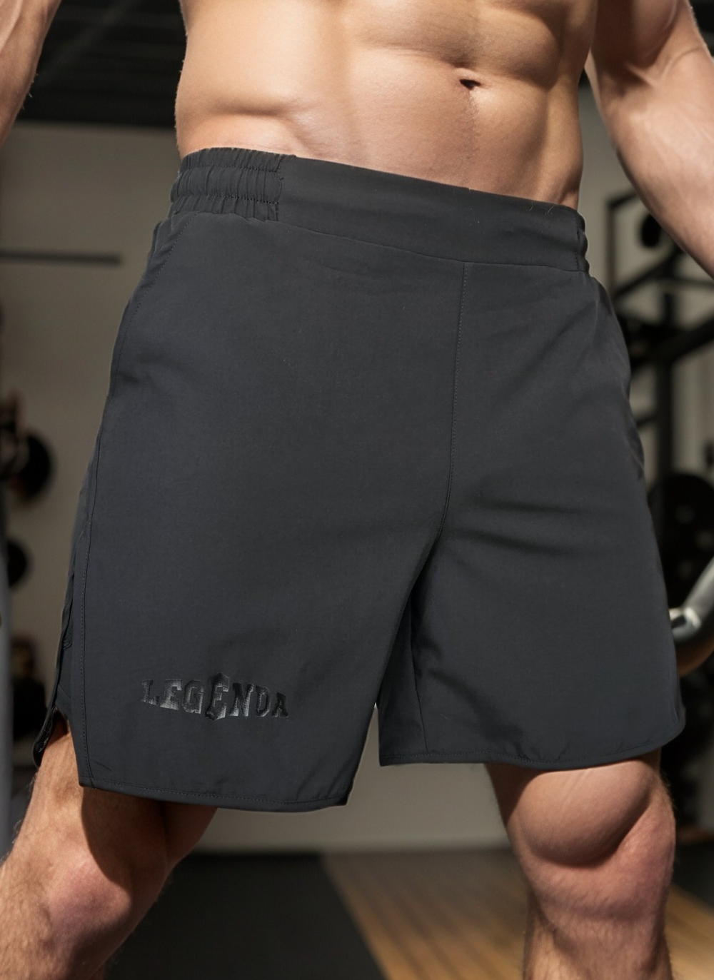 Шорты тренировочные двойные LEGENDA Gym Tigh черные