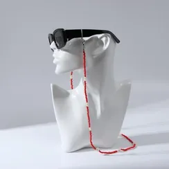 Цепочка для очков "Бисер" ромашка, цвет красный, 70 см