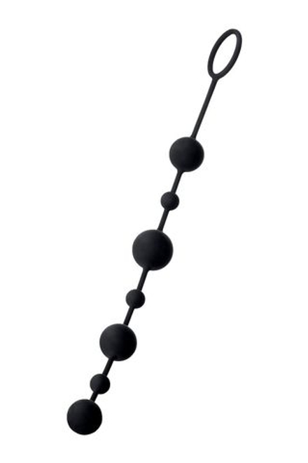 Черная анальная цепочка A-toys с шариками - 35,9 см.