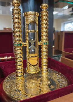 Песочные часы "Герб России" с фианитами (Златоуст)