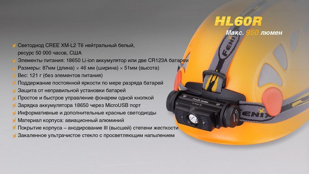 Налобный фонарь Fenix HL60R (Desert Yellow)