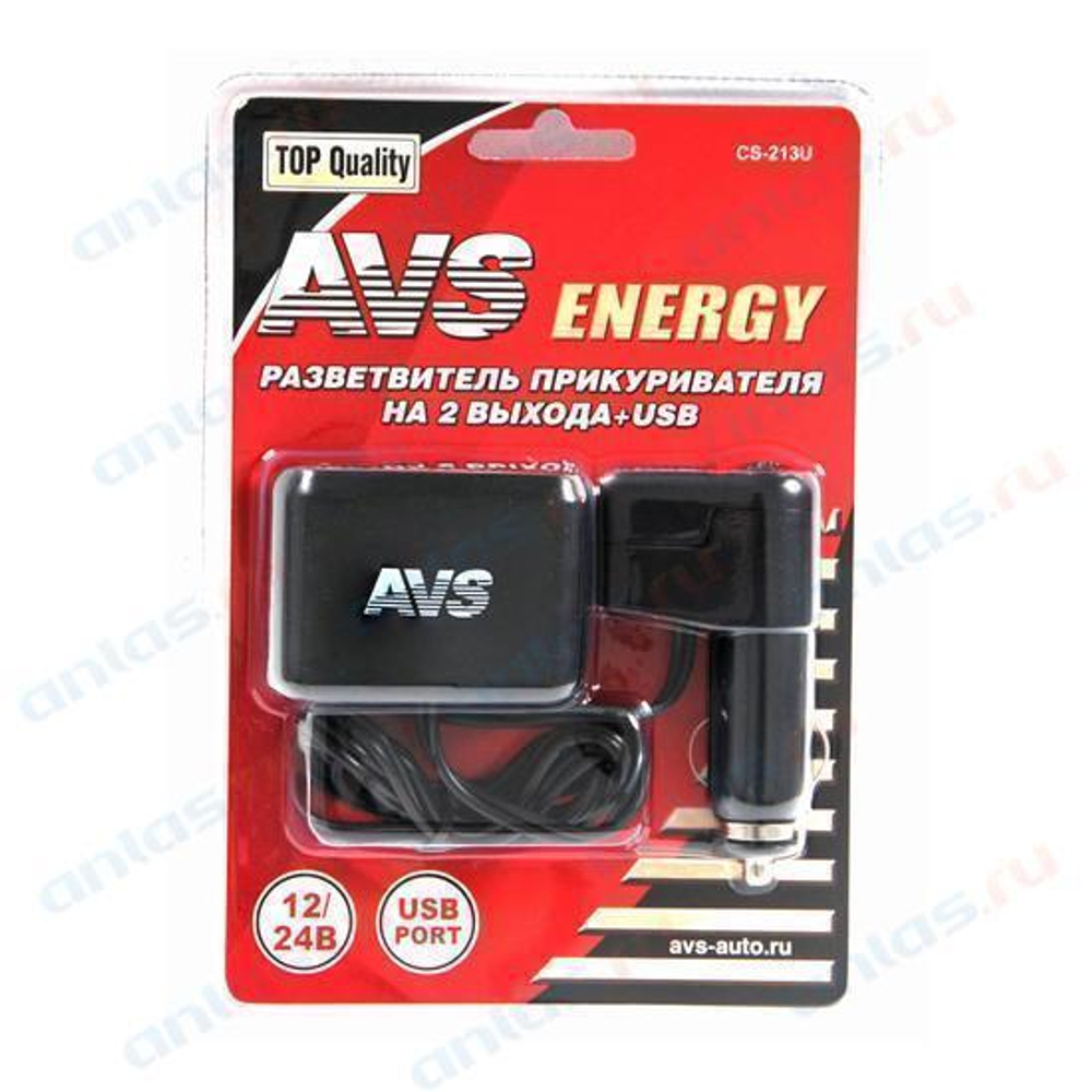 Прикуриватель 2 гнезда 12/24 В USB CS213U AVS
