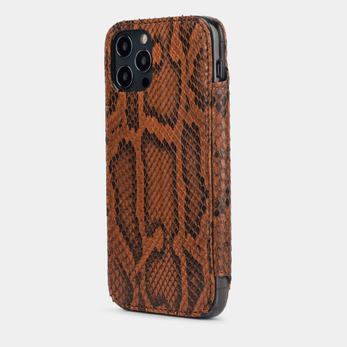 Чехол Benoit для iPhone 12 Pro Max из натуральной кожи питона, цвета Коньяк