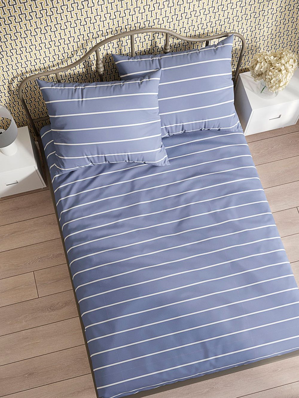 Постельное белье поплин Сказка "Yogacat/Yogacat (компаньон)" 1,5-сп Наволочка 50х70 см 1 шт Простынь на резинке 90x200 см Пододеяльник 145x215 см