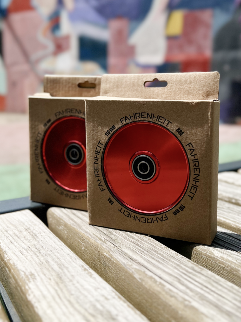 Набор колес (2 шт) Fahrenheit 110*24 mm Hollow core, красный/прозрачный красный