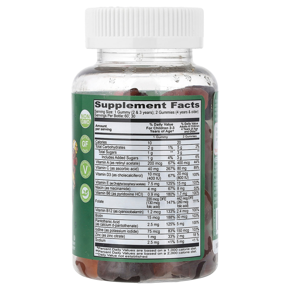 YumVs, мультивитамины с минералами в жевательных таблетках, со вкусом фруктов, 60 жевательных таблеток