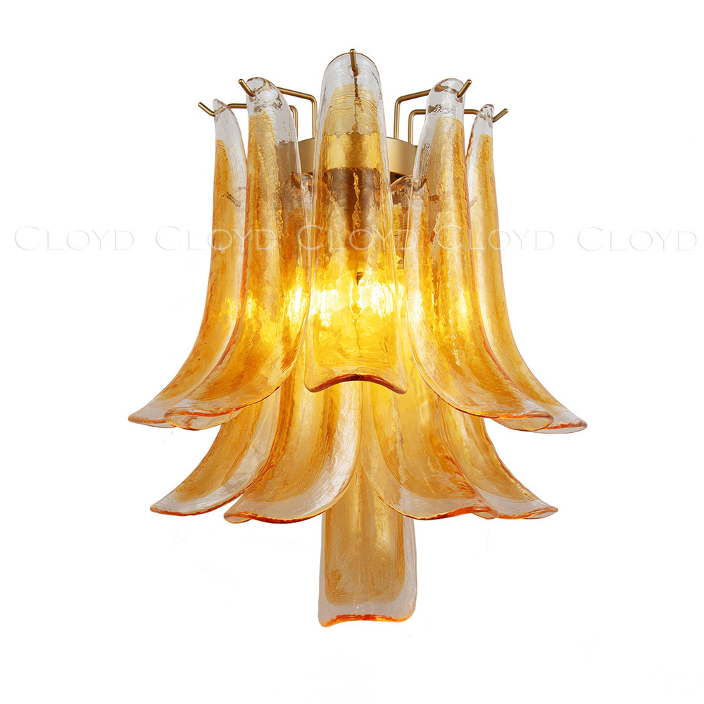 Бра Cloyd AZORES-C W2 / выс. 42 см - латунь светл. - янтарное стекло (арт.20472)