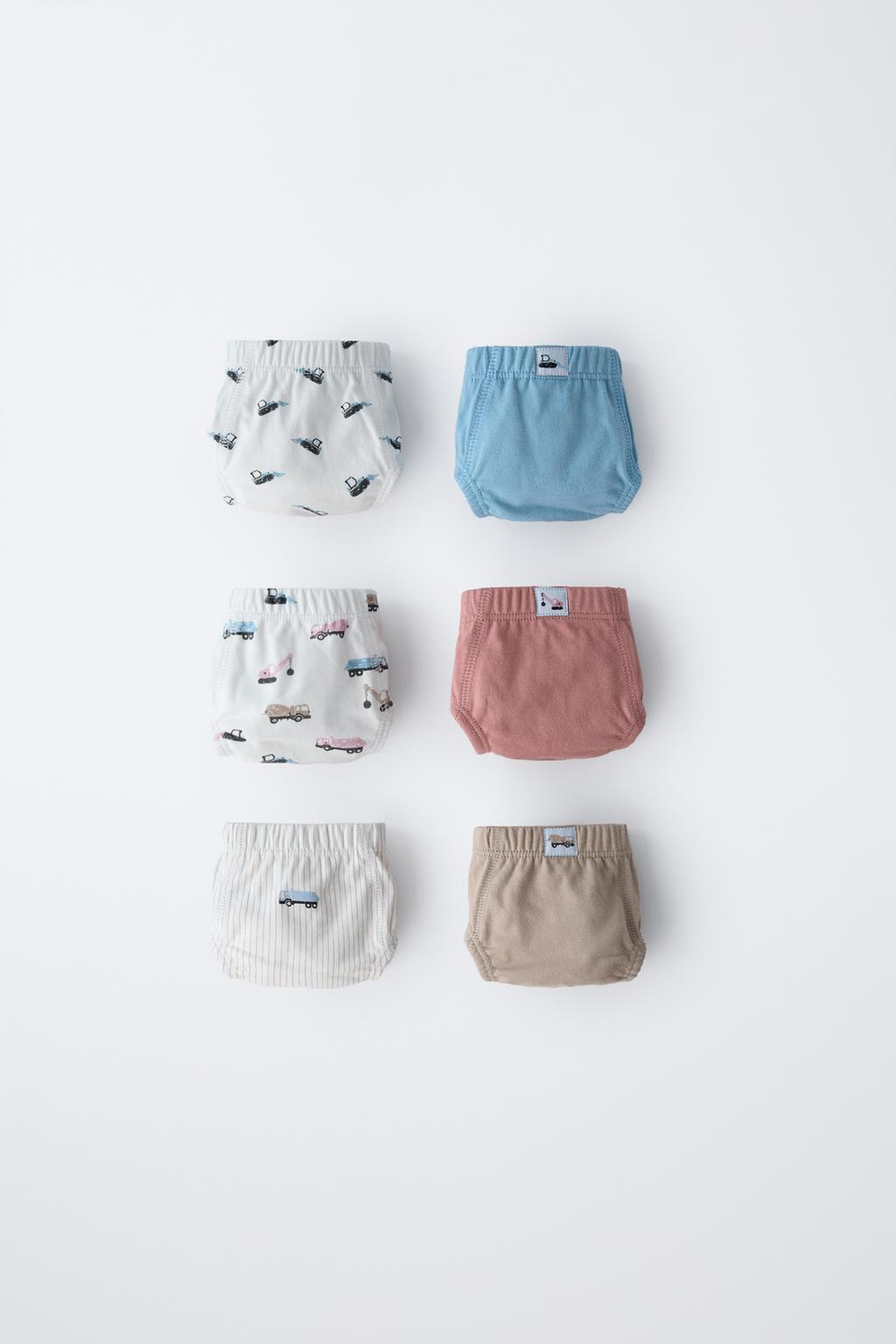 ZARA НАБОР ИЗ ШЕСТИ ТРУСОВ С ПРИНТОМ «КРАН», БЕЛЫЙ