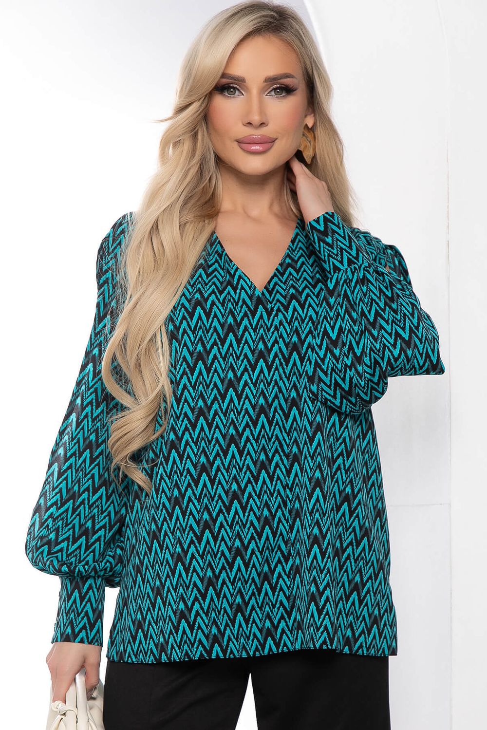 Блуза "Тайное чувство" (бирюза/черная) Б8519 LT Collection