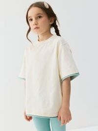 Футболка оверсайз "Тофу" с контрастной отделкой