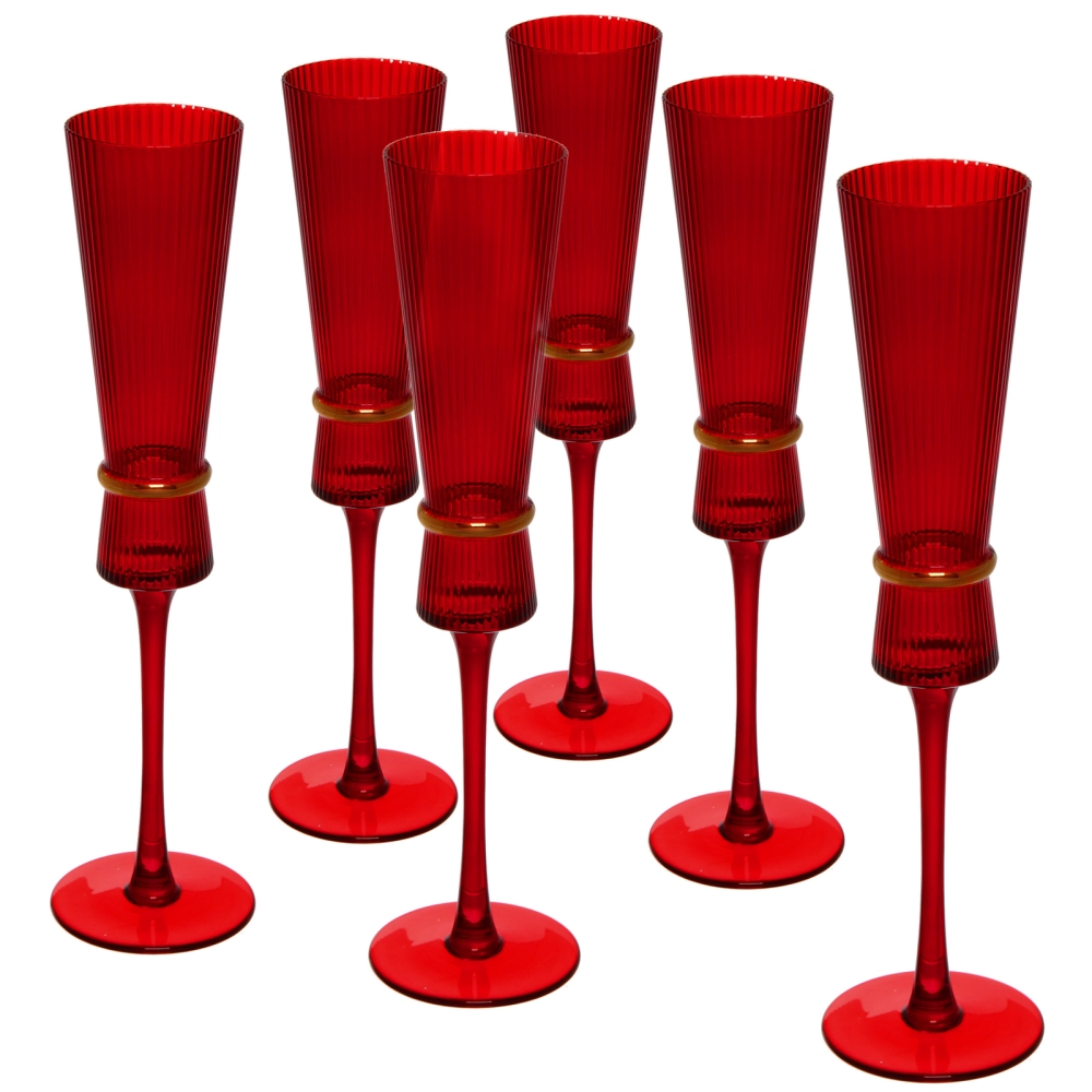 Бокал для шампанского 180мл «VIVALDI» в наборе 6шт, красный