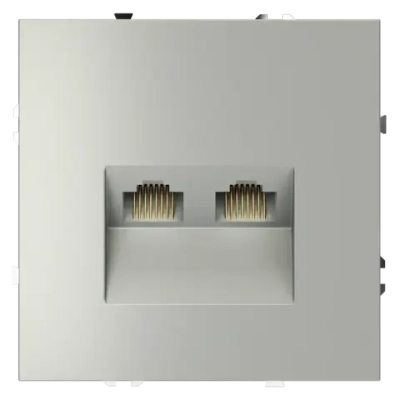 Розетка компьютерная встраиваемая VOLTUM S70 двойная RJ45+RJ45 кат.6, (сталь)