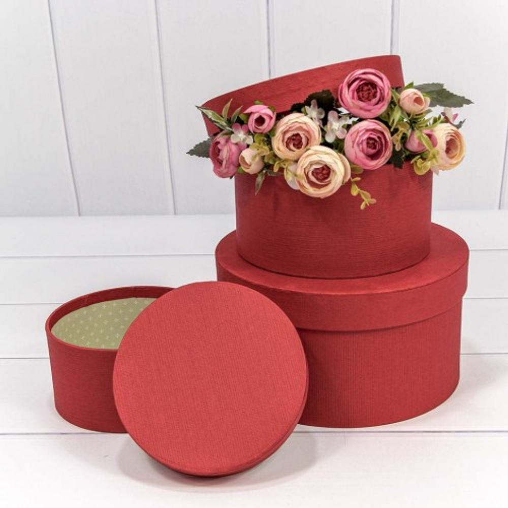 Коробка 21х11.5 см Набор 3 шт из дизайнерской бумаги (Красный)